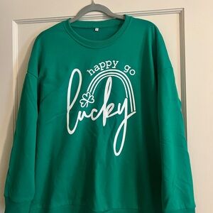 Green 'Happy Go Lucky' Sweatshirt